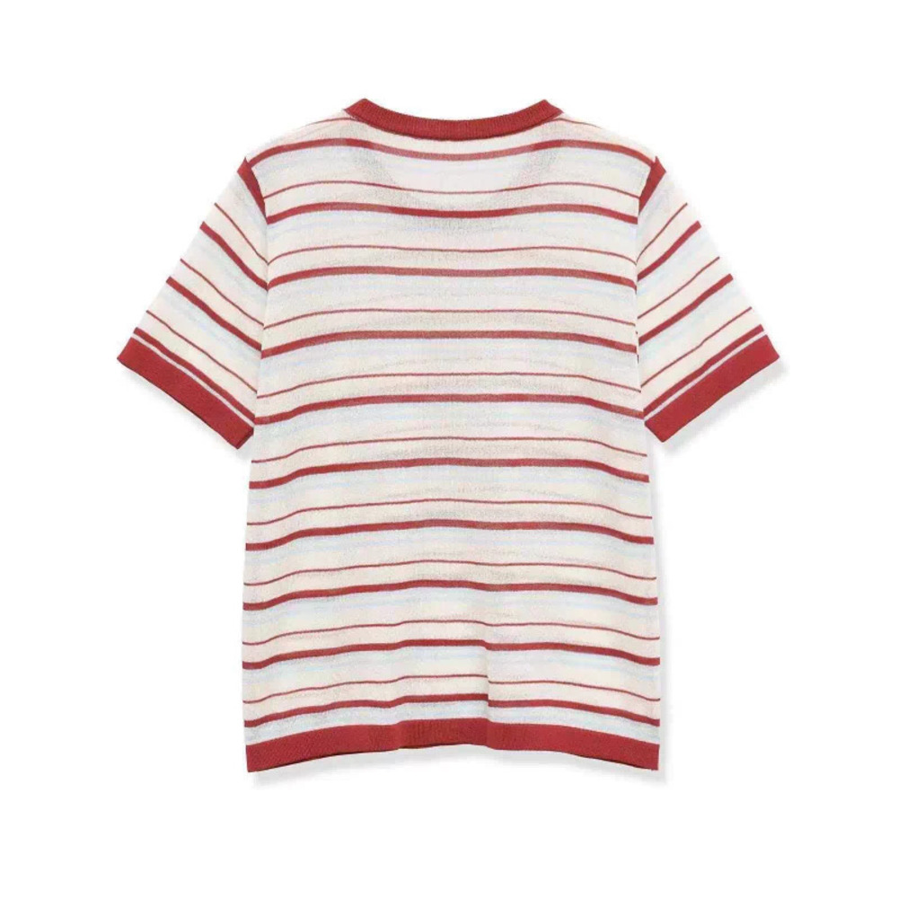 ZARA Summer Oversized Basic Contrast Stripe Crew Neck Knit Sweater